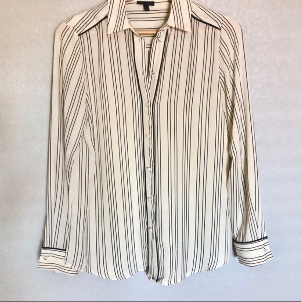 Who What Wear- Women's Cream Striped Blouse- LRG